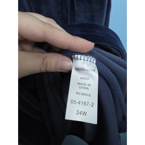 Woman Within Blue Velvet Pocket V Neck Maxi Dress Women's Plus Size 24W - Picture 6 of 6